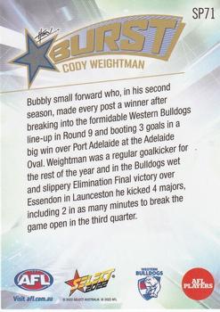 2022 Select AFL Footy Stars - Starburst Caricature - Shatter #SP71 Cody Weightman Back